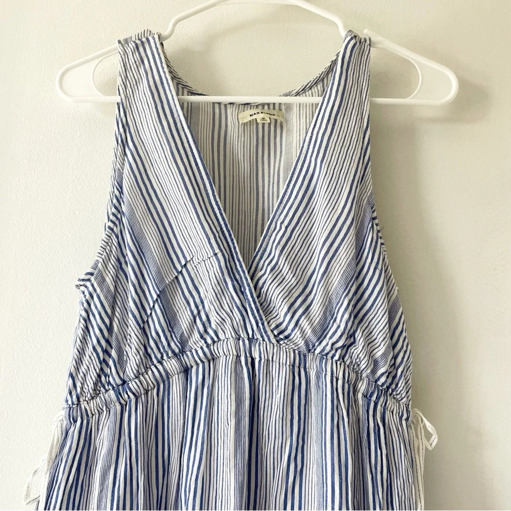 Max Studio Midi Blue Striped Sun Dress | Medium - Picture 2 of 9